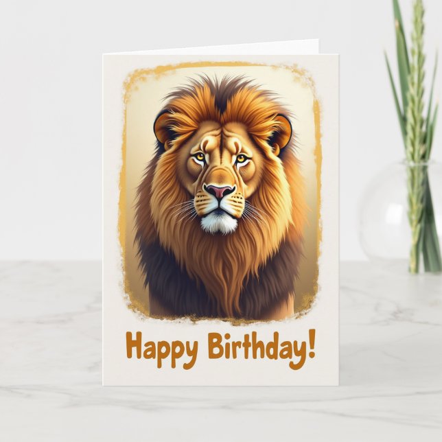 Tarjeta de cumpleaños del león regio (Anverso)