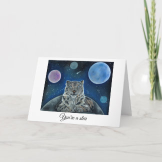 Tarjeta de cumpleaños del leopardo de las nieves e