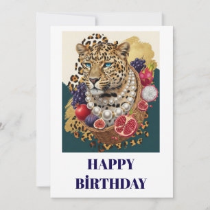 Tarjeta de cumpleaños del leopardo ecléctico con p