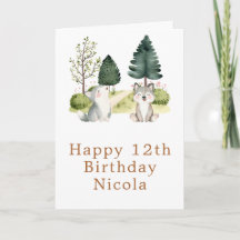 Tarjeta de cumpleaños del lobo del bosque