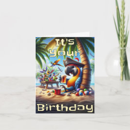 Tarjeta de cumpleaños del loro pirata - Vibes de d