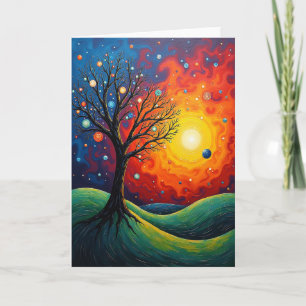 Tarjeta de cumpleaños del majestuoso árbol