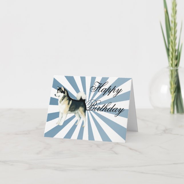 Tarjeta de cumpleaños del Malamute de Alaska (Anverso)