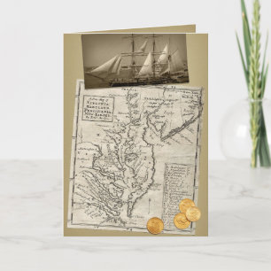 Tarjeta de cumpleaños del Mapa de la Antigua Costa