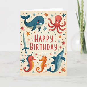 Tarjeta de cumpleaños del mar caprichosa