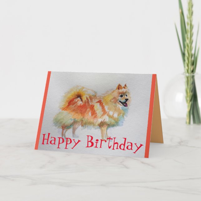 Tarjeta de cumpleaños del mascota de acuarela del  (Anverso)