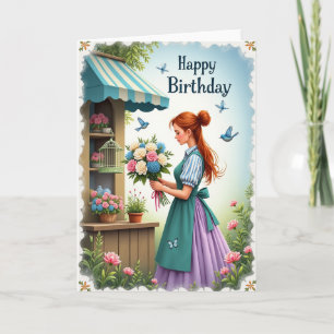 Tarjeta de cumpleaños del mercado floral
