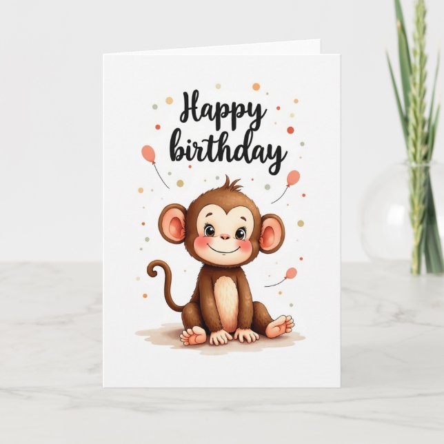Tarjeta de cumpleaños del mono dulce (Anverso)