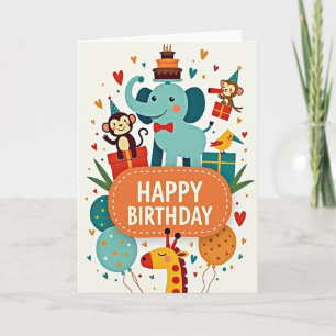Tarjeta de cumpleaños del mono juguetón