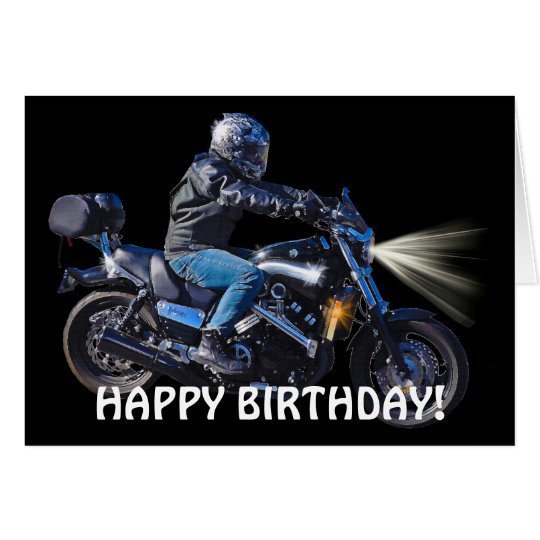 Tarjeta de cumpleaños del motorista de la noche de