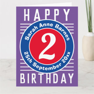Tarjeta de cumpleaños del niño con edad, nombre y