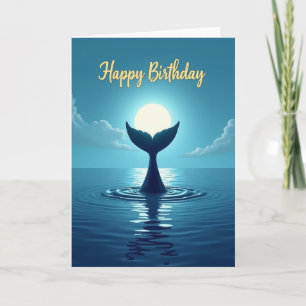 Tarjeta de cumpleaños del océano iluminado por la