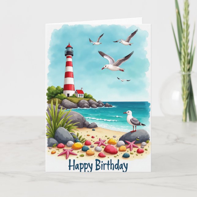 Tarjeta de cumpleaños del océano tranquilo (Anverso)