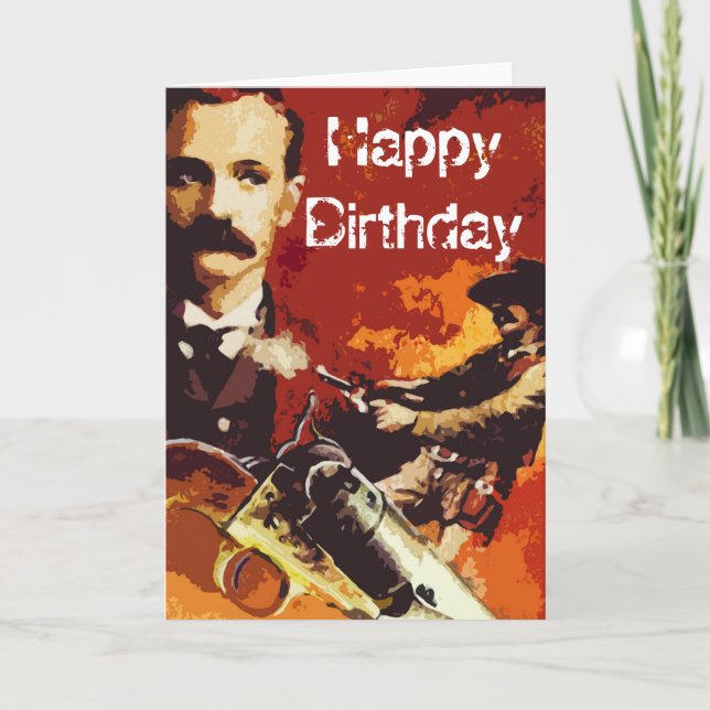 Tarjeta de cumpleaños del oeste salvaje del arte (Anverso)