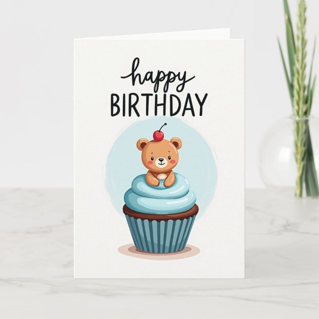 Tarjeta de cumpleaños del osito caprichoso (Anverso)