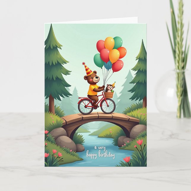 Tarjeta de cumpleaños del oso ciclista (Anverso)