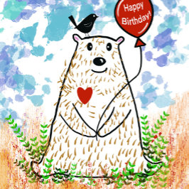 Tarjeta de cumpleaños del oso descargable