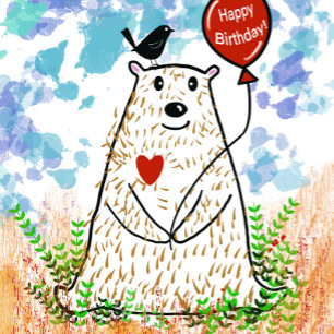Tarjeta de cumpleaños del oso descargable