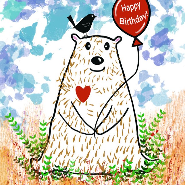 Tarjeta de cumpleaños del oso descargable (Subido por el creador)