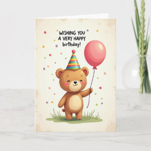 Tarjeta de cumpleaños del oso globo