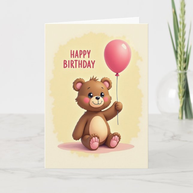 Tarjeta de cumpleaños del oso globo dulce (Anverso)