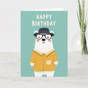Tarjeta de cumpleaños del oso guiñando