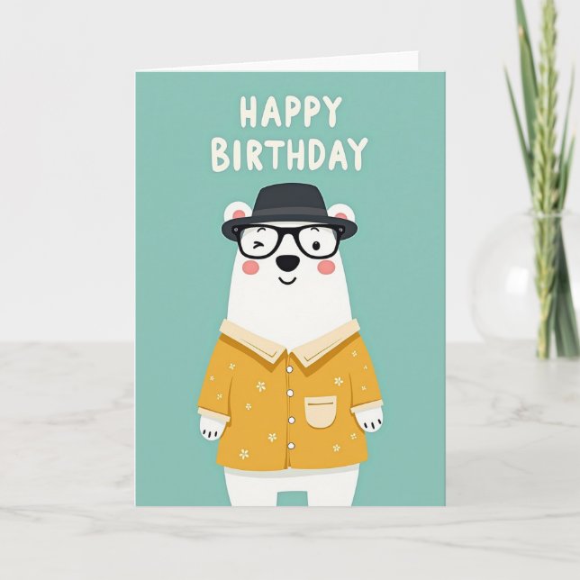 Tarjeta de cumpleaños del oso guiñando (Anverso)