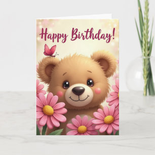 Tarjeta de cumpleaños del oso mariposa