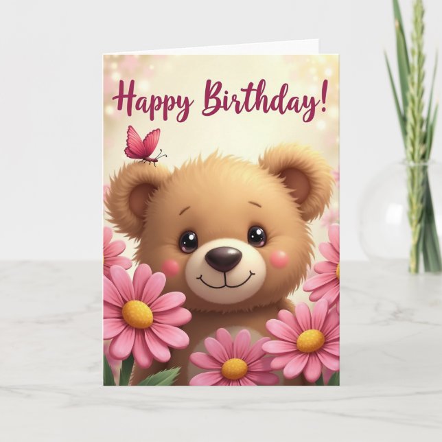 Tarjeta de cumpleaños del oso mariposa (Anverso)