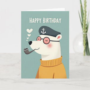 Tarjeta de cumpleaños del oso náutico