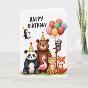 Tarjeta de cumpleaños del oso panda festivo