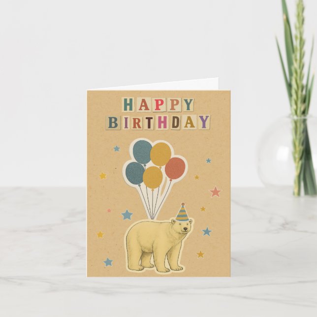 Tarjeta de cumpleaños del oso polar - Animal ártic (Anverso)