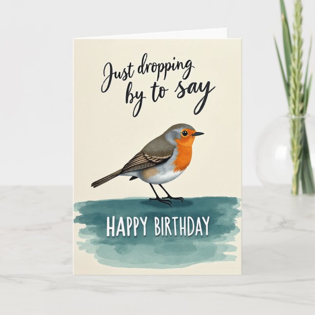 Tarjeta de cumpleaños del pájaro alegre (Anverso)