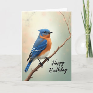 Tarjeta de cumpleaños del pájaro azul sereno