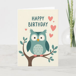 Tarjeta de cumpleaños del pájaro azul verdoso