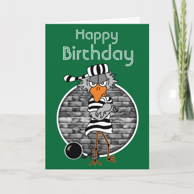Tarjeta de cumpleaños del pájaro de la cárcel (Anverso)