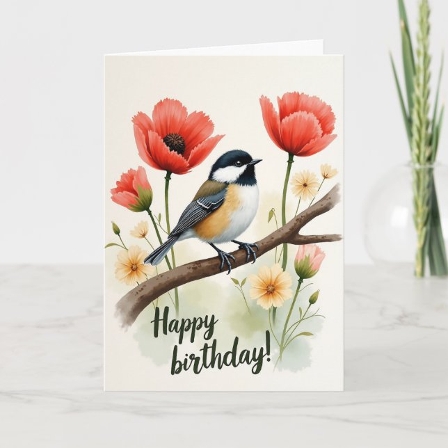 Tarjeta de cumpleaños del pájaro dulce (Anverso)