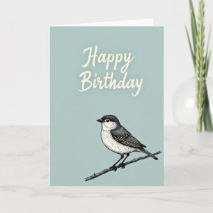 Tarjeta de cumpleaños del pájaro grabado