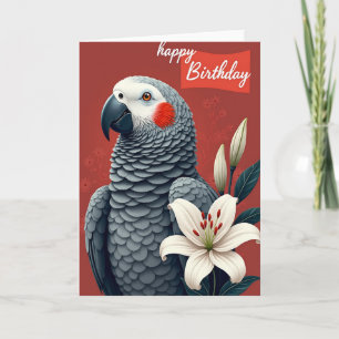 Tarjeta de cumpleaños del pájaro rojo