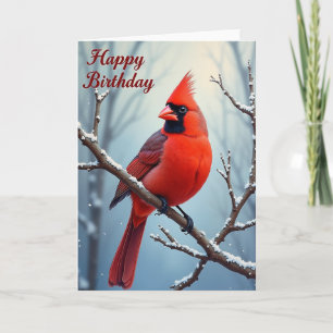 Tarjeta de cumpleaños del pájaro rojo dulce
