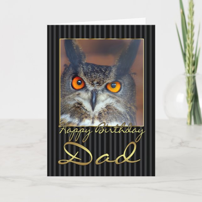 Tarjeta de cumpleaños del papá con el búho de (Anverso)
