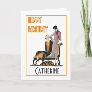 Tarjeta de cumpleaños del par de flappers