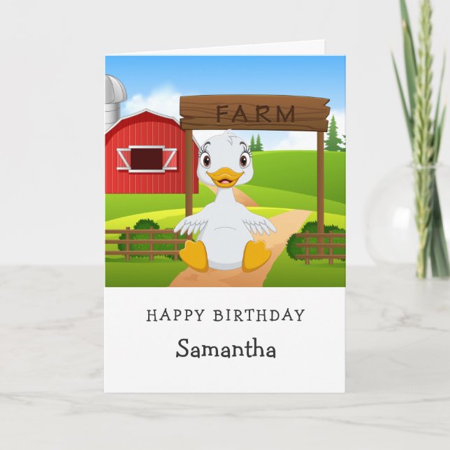 Tarjeta de cumpleaños del pato afortunado (Anverso)