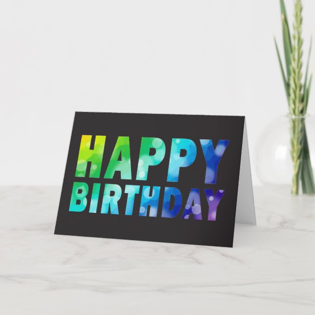 Tarjeta de cumpleaños del patrón arcoiris bokeh (Anverso)