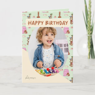 Tarjeta de cumpleaños del patrón de gato de ese ga