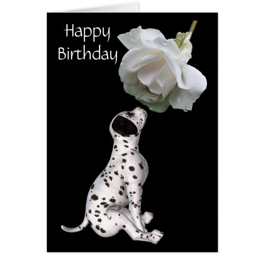 Tarjeta de cumpleaños del perrito dálmata y del