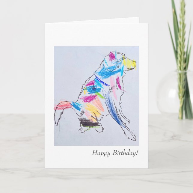 Tarjeta de cumpleaños del perro arcoiris (Anverso)