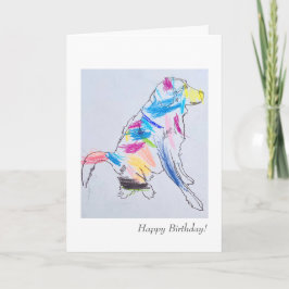 Tarjeta de cumpleaños del perro arcoiris