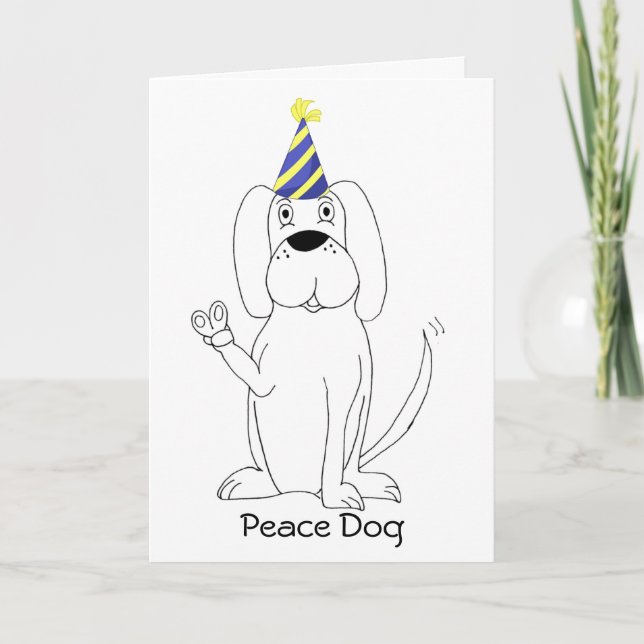 Tarjeta de cumpleaños del perro de la paz (Anverso)