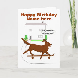 Tarjeta de cumpleaños del perro de Skateboarding